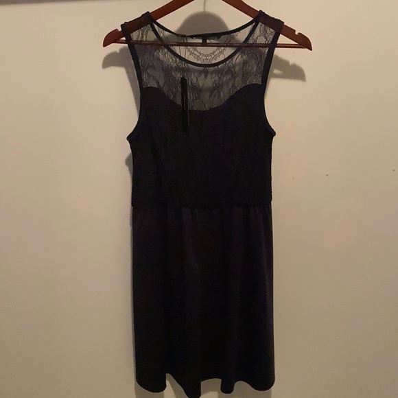 Vero Moda - short lace and cotton dark blue dress - Picture 4 of 4